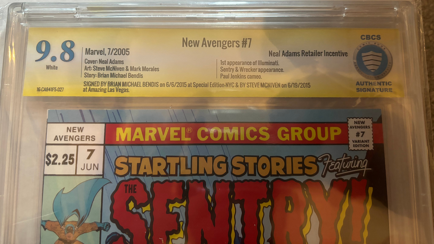 New Avengers #7 CBSC 9.8 Authentic Signature Brian Michael Bendis & Steve McNiven - Label