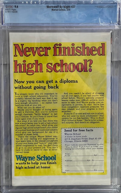 Werewolf By Night #27 CGC 9.6