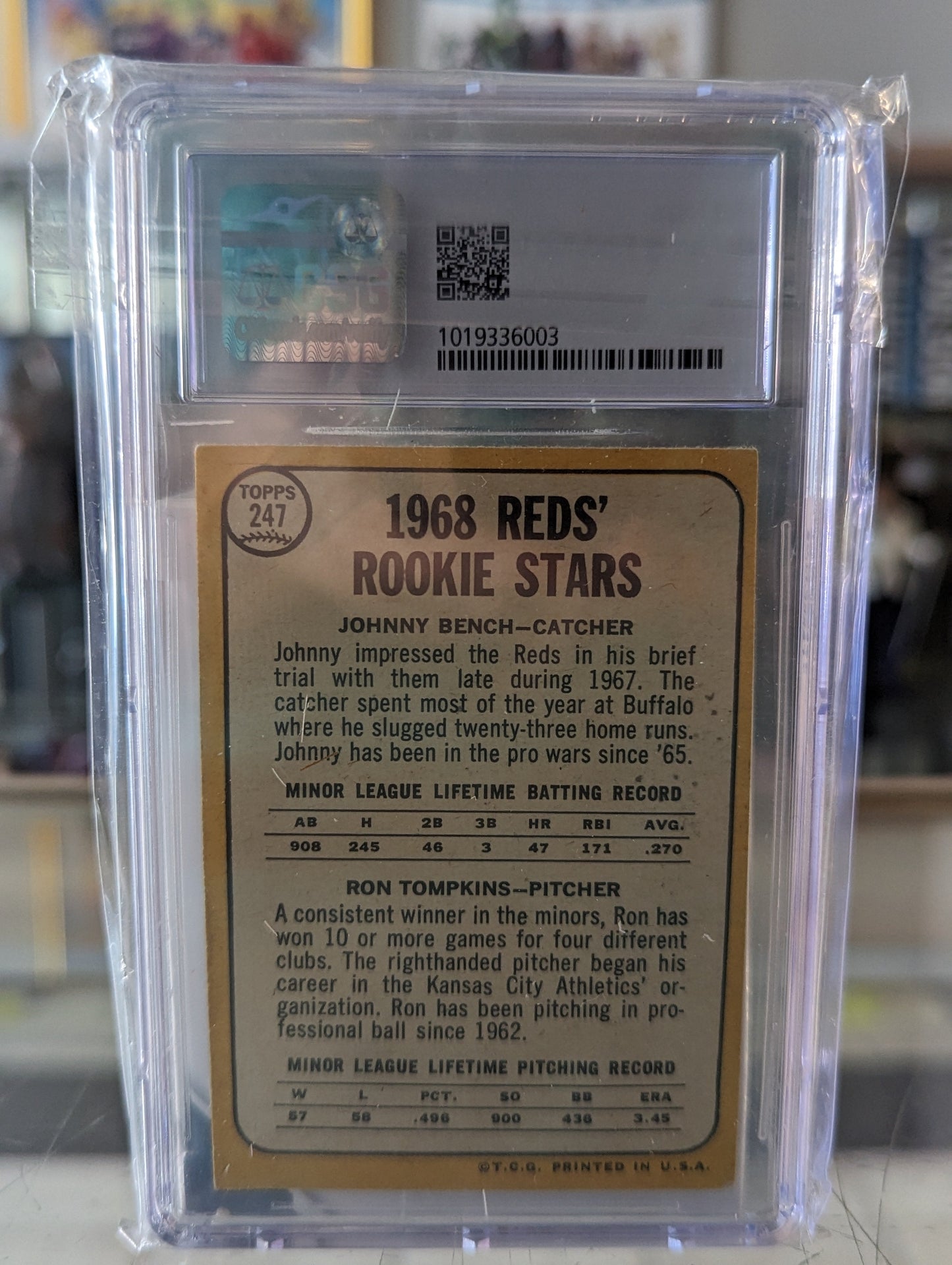 1968 Topps Johnny Bench/Ron Tompkins CSG 5.5 - Covert Comics and Collectibles