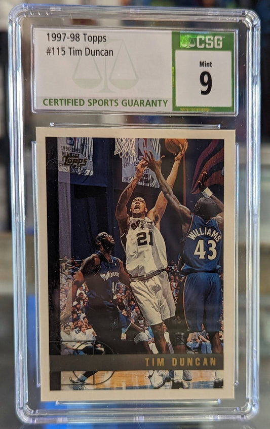 1997-98 Topps Tim Duncan Rookie Card CSG 9 - Covert Comics and Collectibles