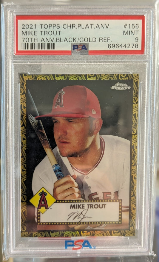 2021 Topps Chrome Platinum Anniversary Mike Trout 70th Black/Gold Refractor - Covert Comics and Collectibles