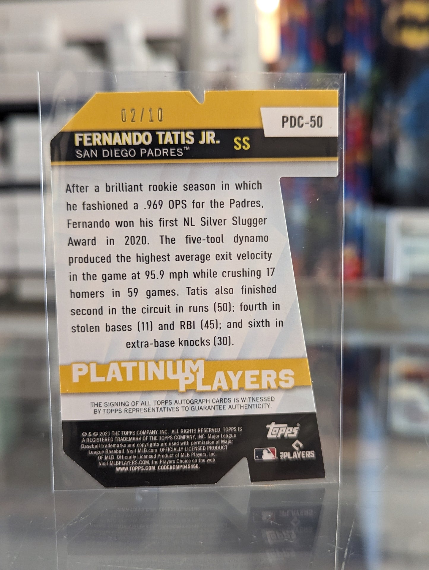 2021 Topps Platinum Players Die Cut Fernando Tatis, Jr. Auto 2/10 - Covert Comics and Collectibles