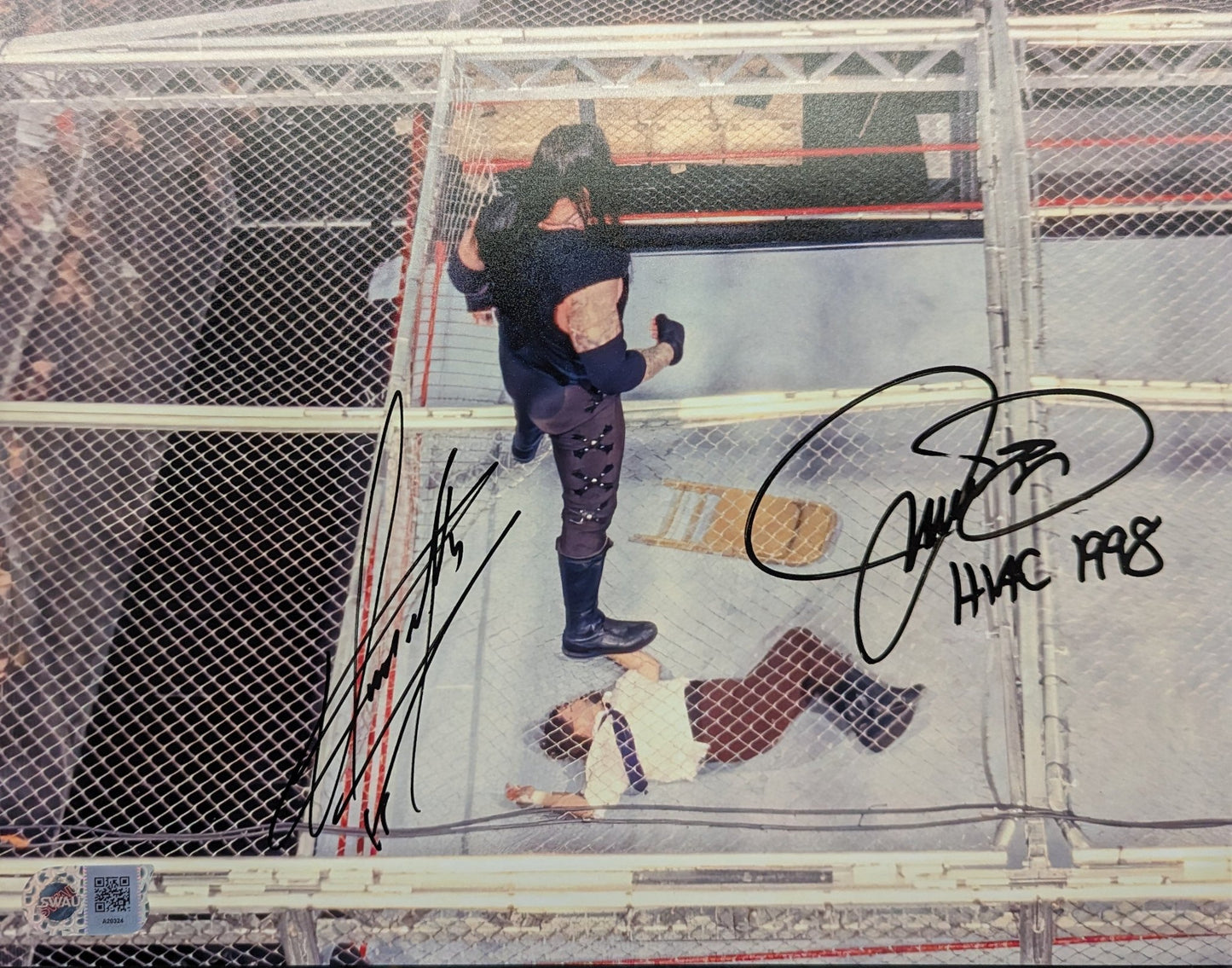 Undertaker and Mankind Hell In A Cell Signed 11x14 - Covert Comics and Collectibles