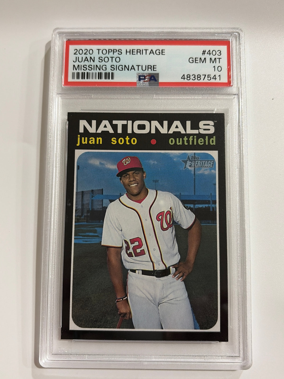 2020 Topps Heritage Juan Soto Missing Signature PSA 10
