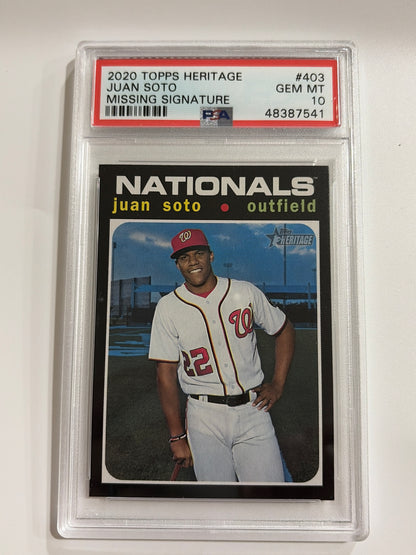 2020 Topps Heritage Juan Soto Missing Signature PSA 10