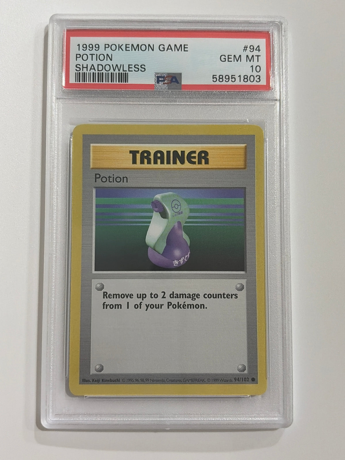 1999 Pokemon Game Potion Shadowless PSA 10