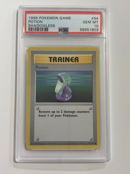 1999 Pokemon Game Potion Shadowless PSA 10