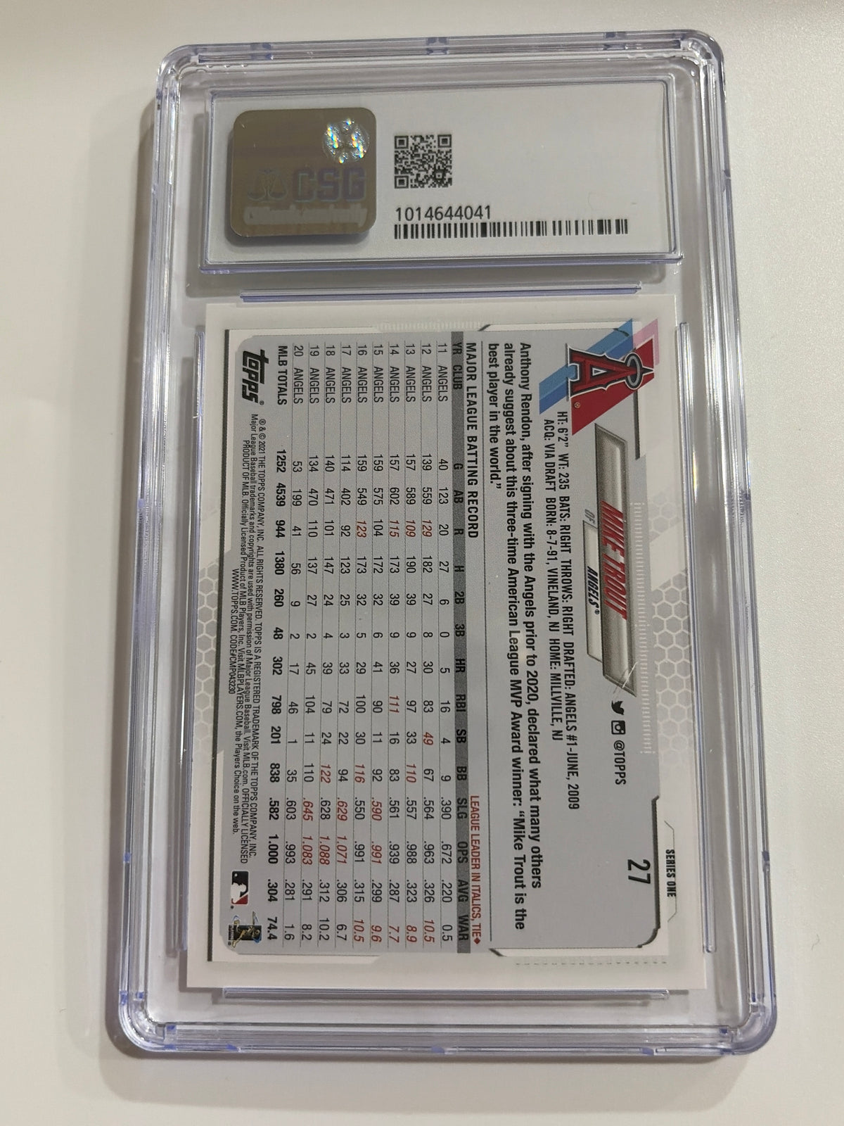 2021 Topps Mike Trout CSG 8.5