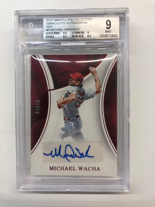 2016 Immaculate Collection Michael Wacha Autograph 04/10 BGS 9
