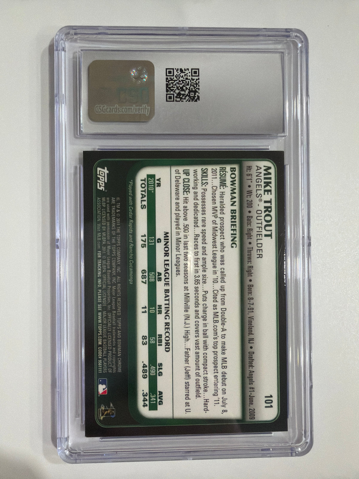 2011 Bowman D.P. & Prospects Mike Trout CSG 9
