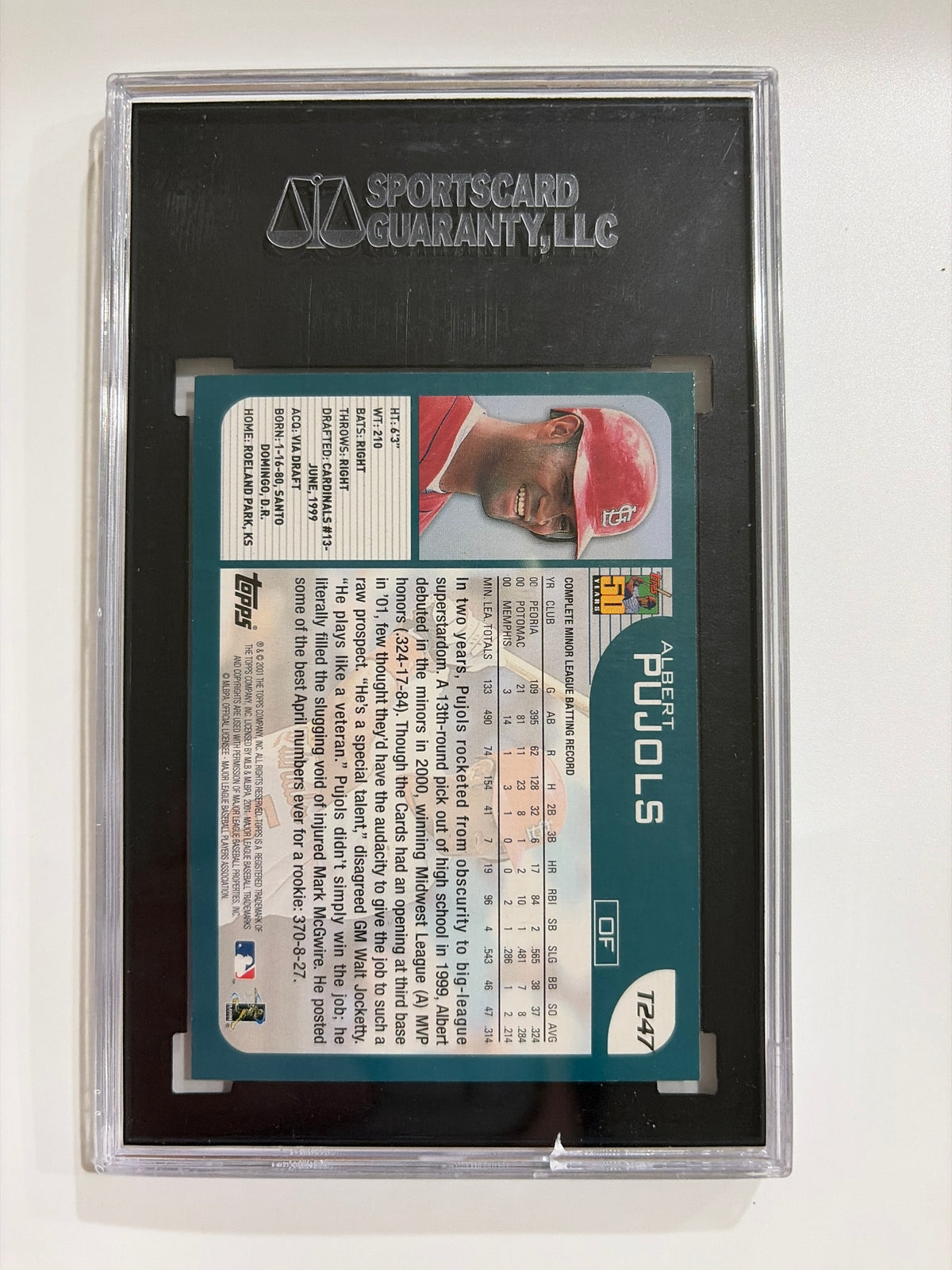 2001 Topps Traded Albert Pujols Rookie Card SGC 9