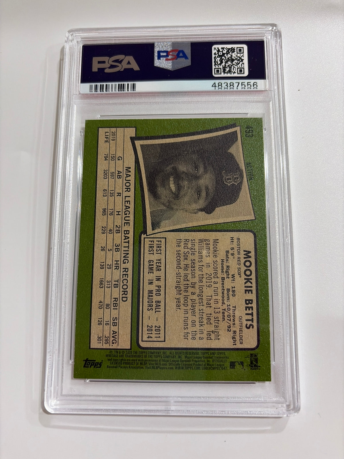 2020 Topps Heritage Mookie Bets Action PSA 10