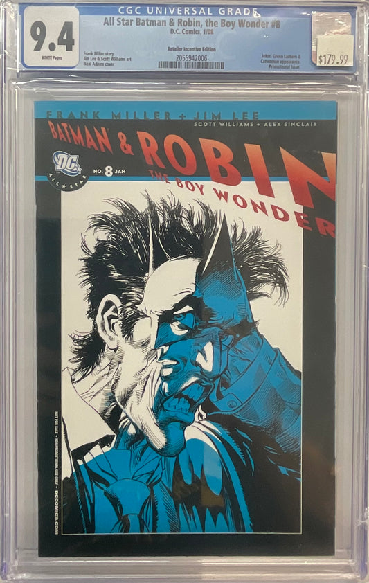 All Star Batman & Robin The Boy Wonder #8, CGC 9.4, Joker, Green Lantern, Catwoman App.