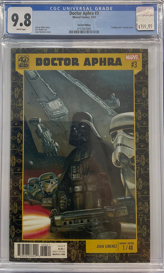 Doctor Aphra #3, CGC 9.8, “Trading Card” Variant Cover