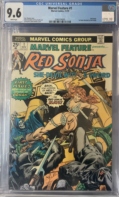 Marvel Feature #1, 9.6, Red Sonja 1st Book Devoted to Her.