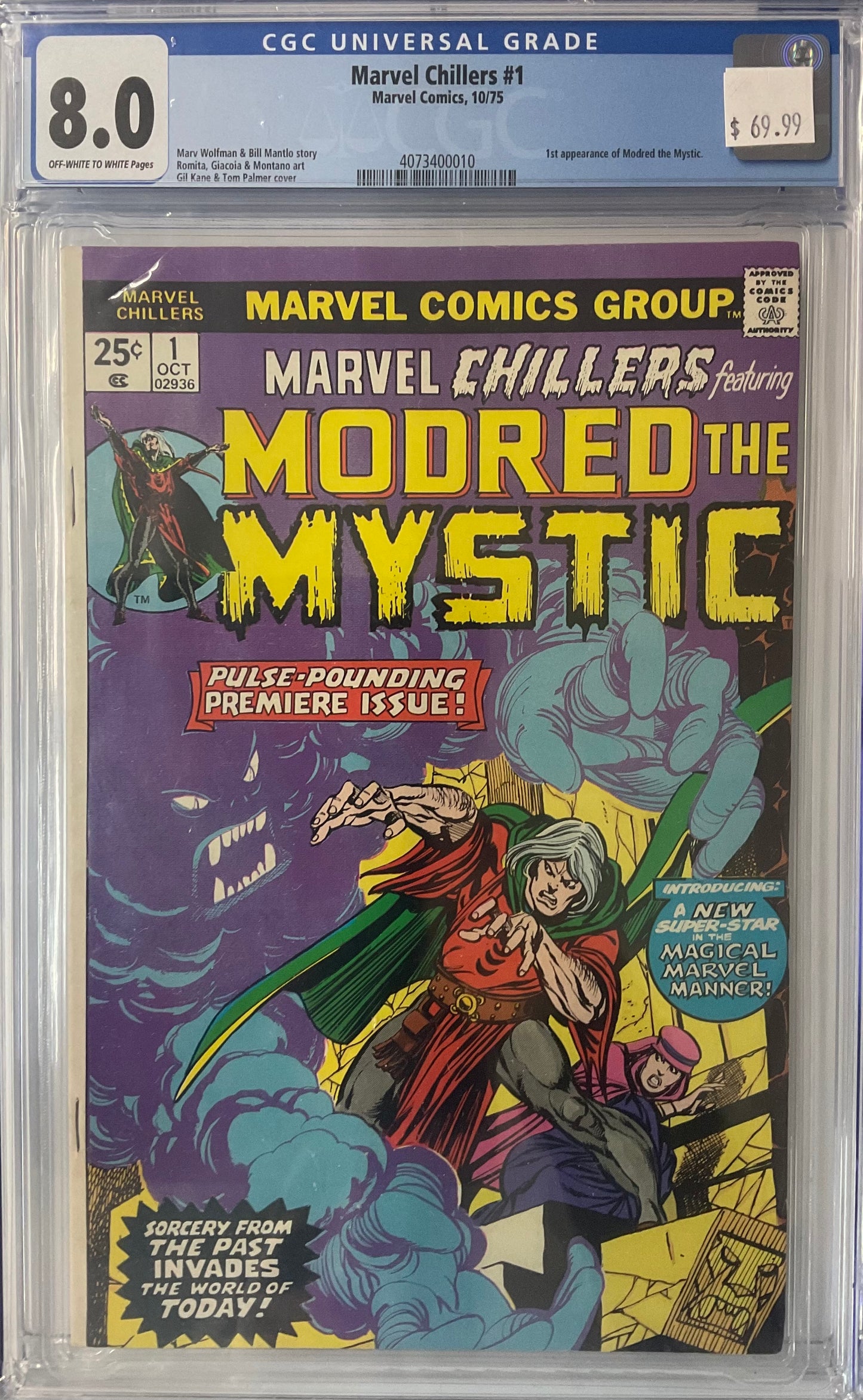 Marvel Chillers #1, 8.0, 1st App of Modred the Mystic