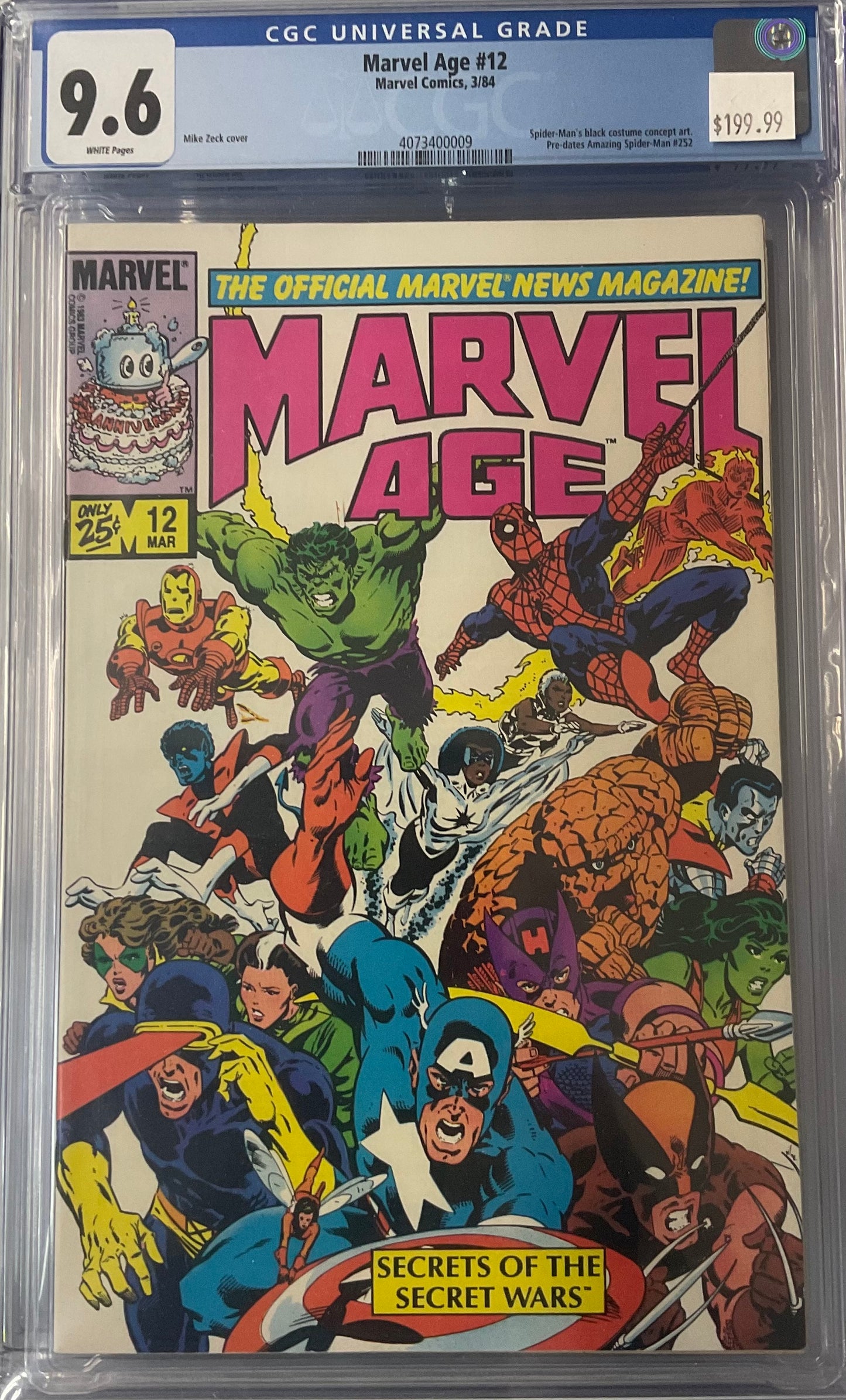 Marvel Age #12, 9.6, Spider-Man Black Costume Concept Art