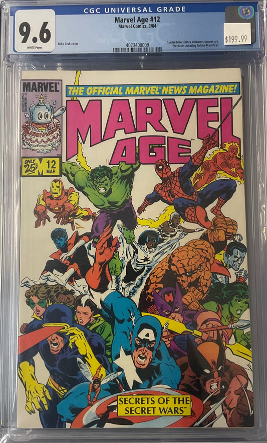 Marvel Age #12, 9.6, Spider-Man Black Costume Concept Art