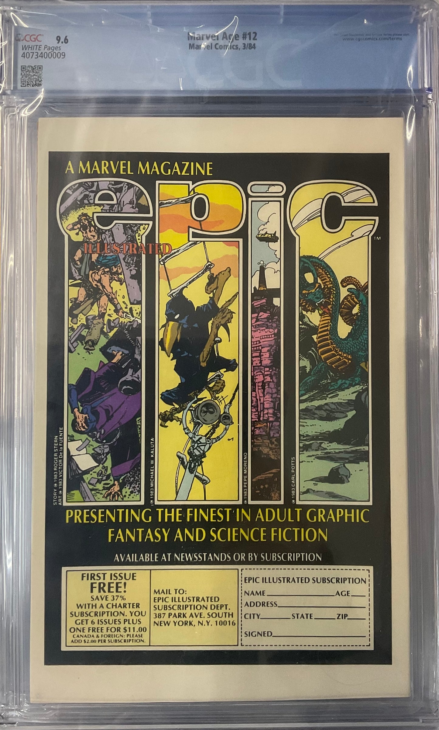 Marvel Age #12, 9.6, Spider-Man Black Costume Concept Art