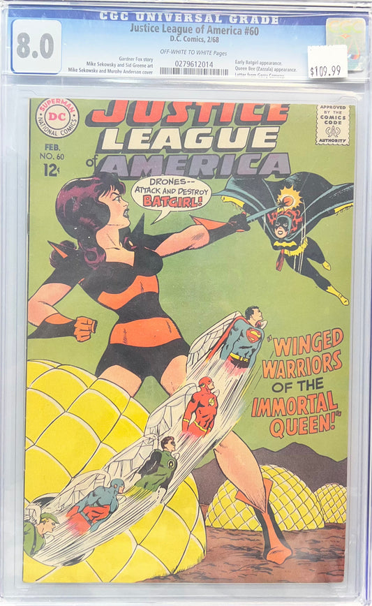Justice League of America #60, CGC 8.0, Early Batgirl, Queen Bee Appearance