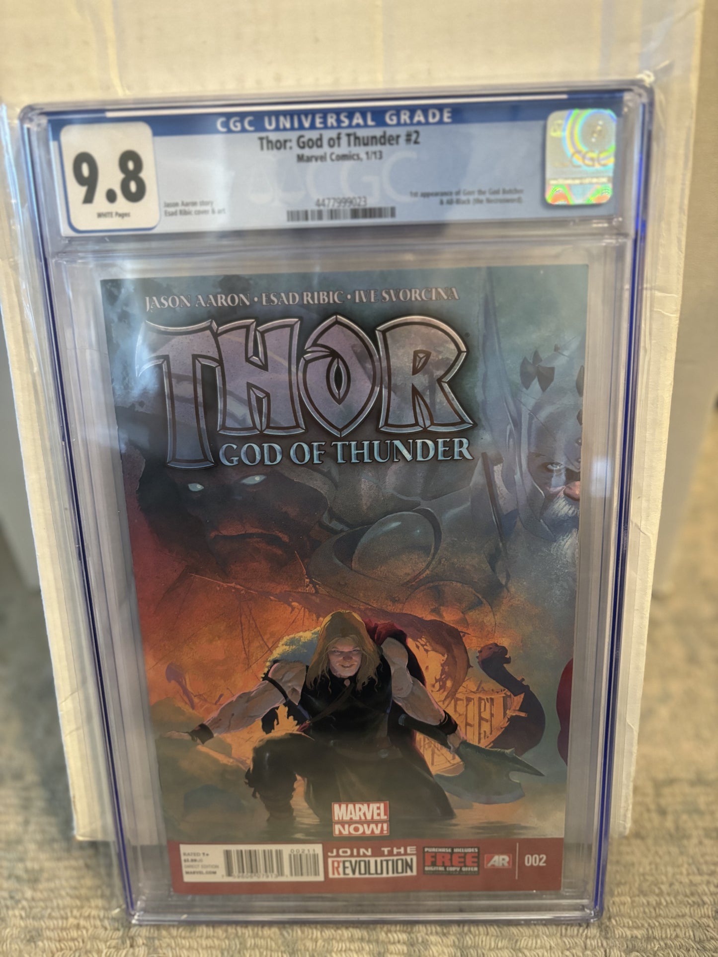 IMG_7286Thor: God of Thunder #2 CGC 9.8 - 1st Appearance of Gorr the God Butcher & the Necrosword - Front