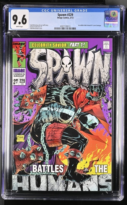Spawn #229, 9.6, Incredible Hulk Annual #1 cover homage