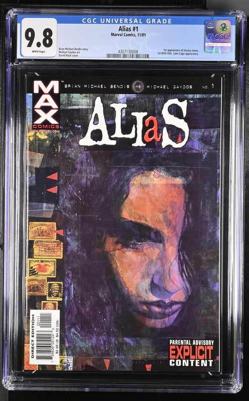 Alias #1. 9.8, 1st Appearance of Jessica Jones, 1st  MAX title, Luke Cage Appearance.