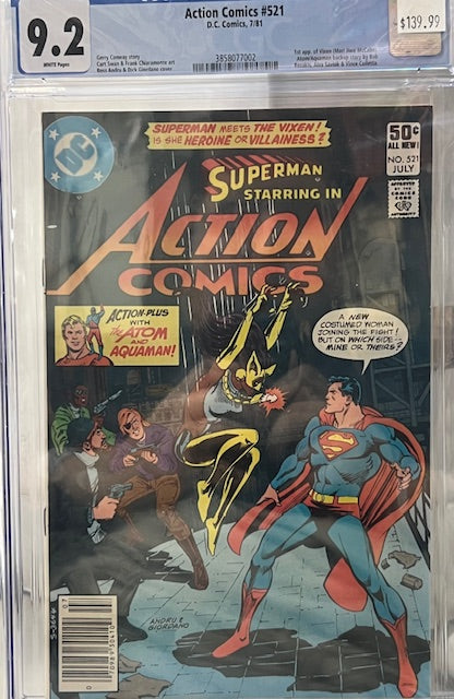 ACTION COMICS #521, 9.2, 1ST APPEARANCE OF VIXEN & ATOM/AQUAMAN BACKUP STORY