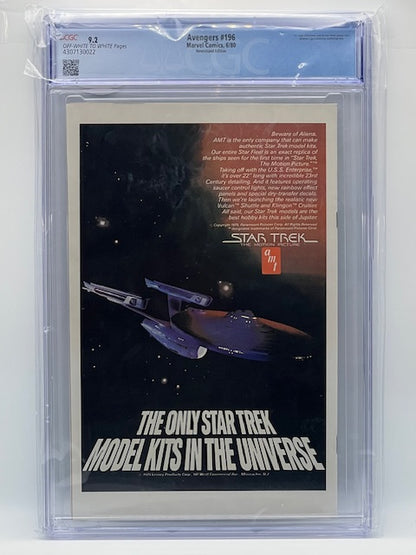 Avengers #196, CGC 9.2, First Full appearance Taskmaster
