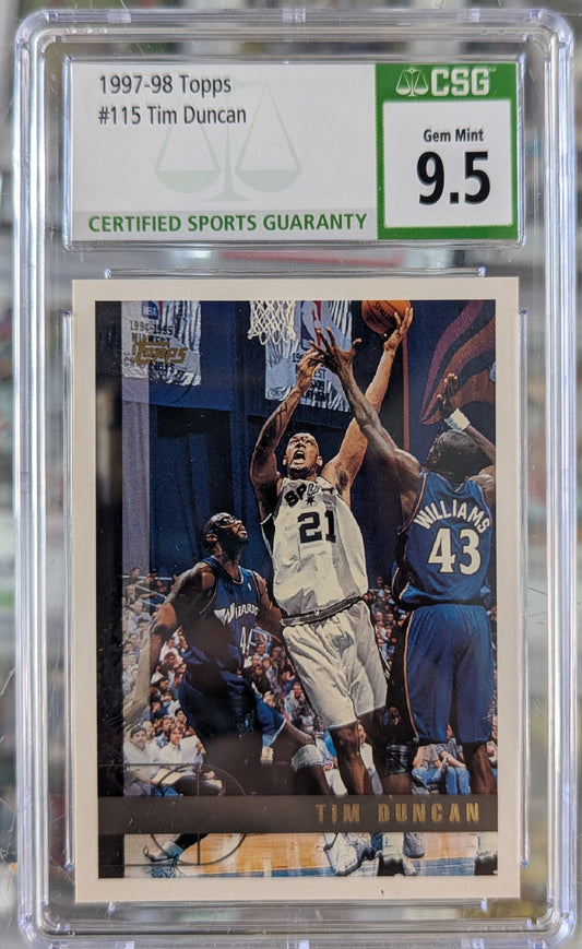 1997-98 Topps Tim Duncan Rookie Card CSG 9.5