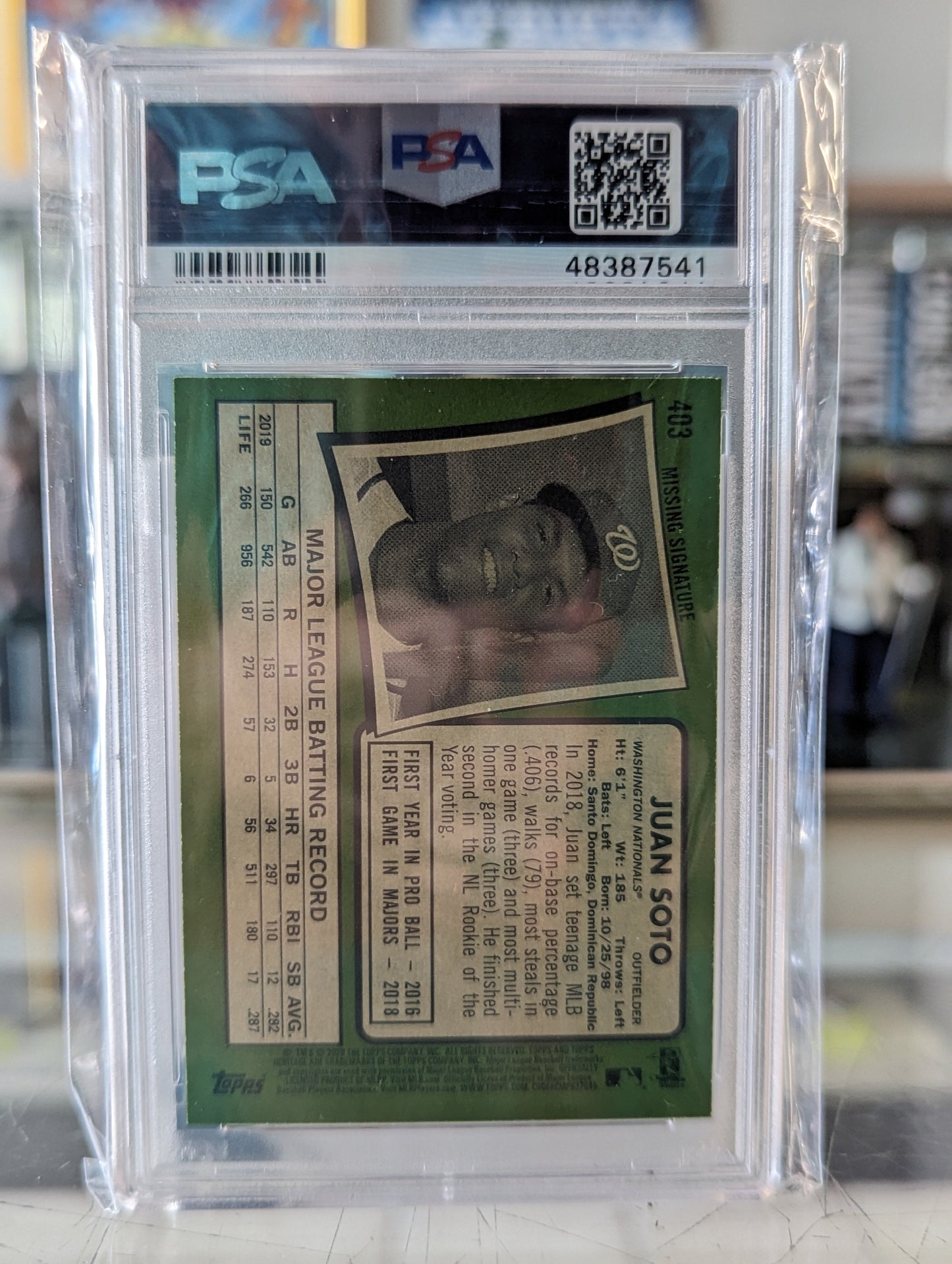 2020 Topps Heritage Juan Soto Missing Signature PSA 10 - Covert Comics and Collectibles