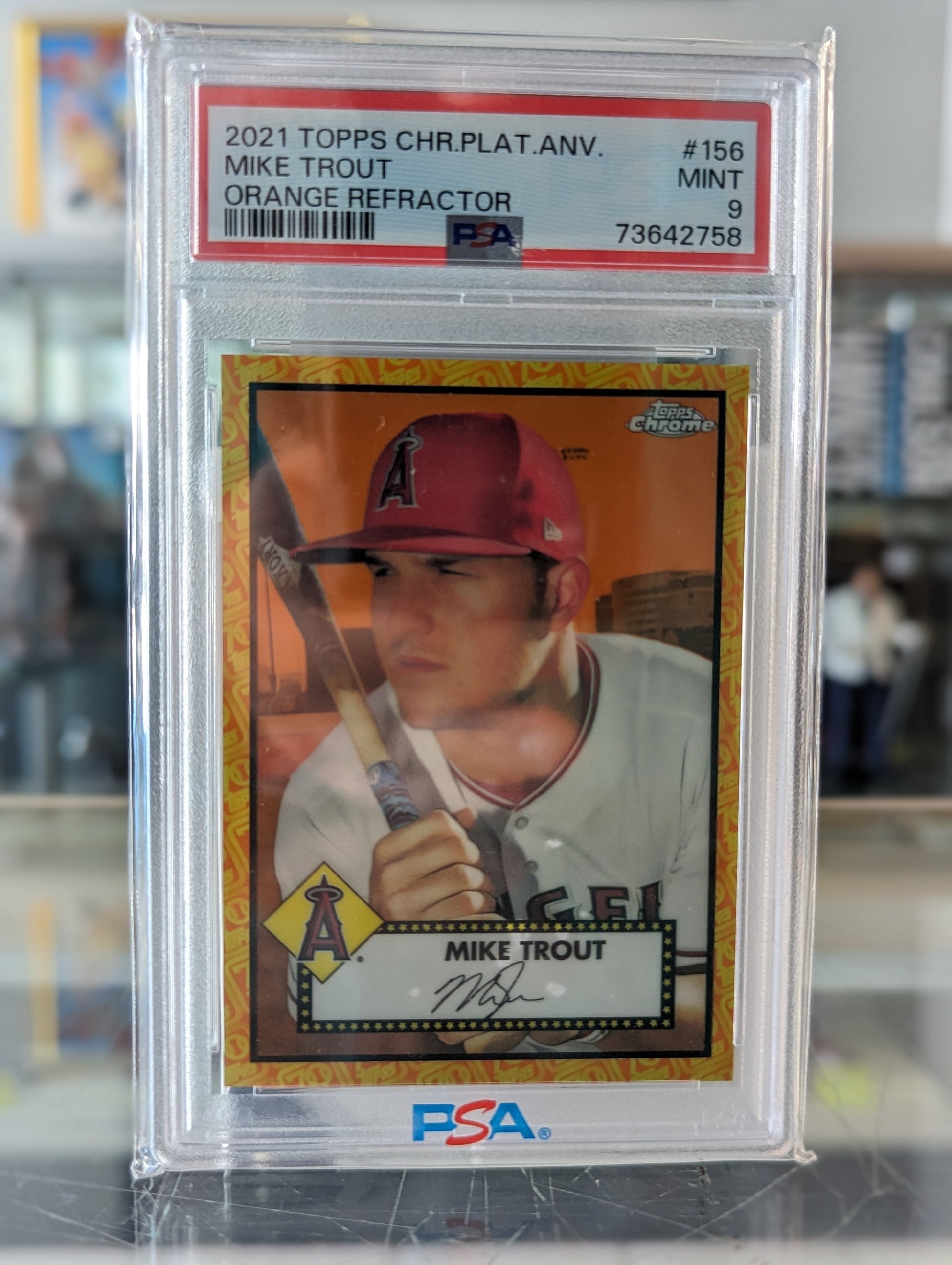 2021 Topps Chrome Platinum Anniversary Mike Trout 70th Orange Refractor - Covert Comics and Collectibles