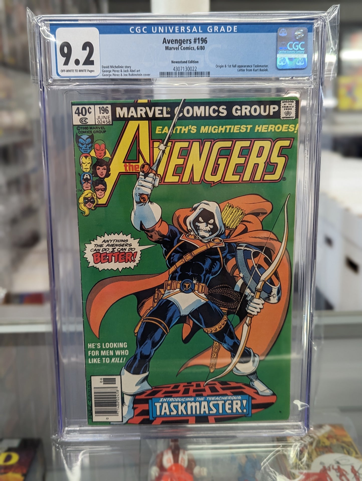 Avengers #196 Newsttand CGC 9.2 (1st Appearance of Taskmaster) - Covert Comics and Collectibles